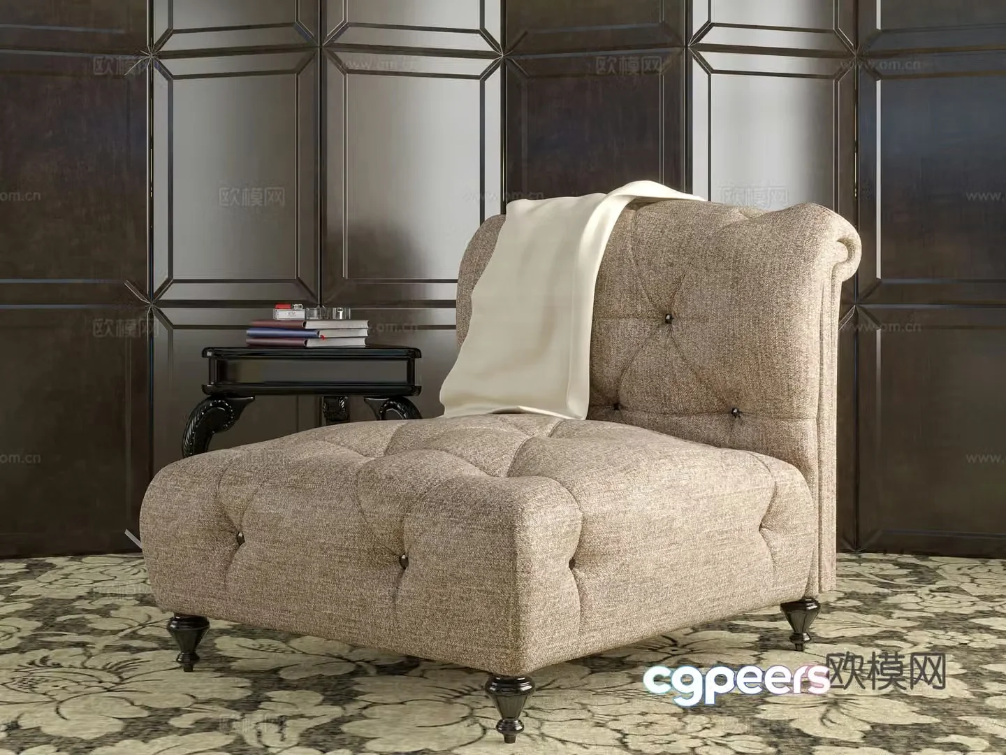 Simple European single sofa leisure sofa 3d model