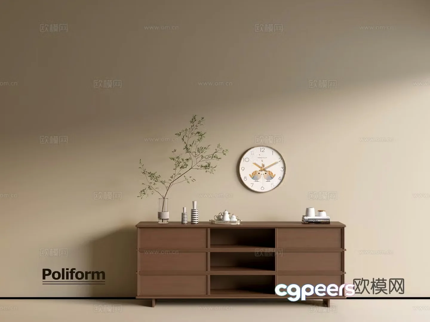 Modern wood grain cabinet ins wind minimalist wind cabinet whole cabinet sideboard balcony cabinet storage 3D model