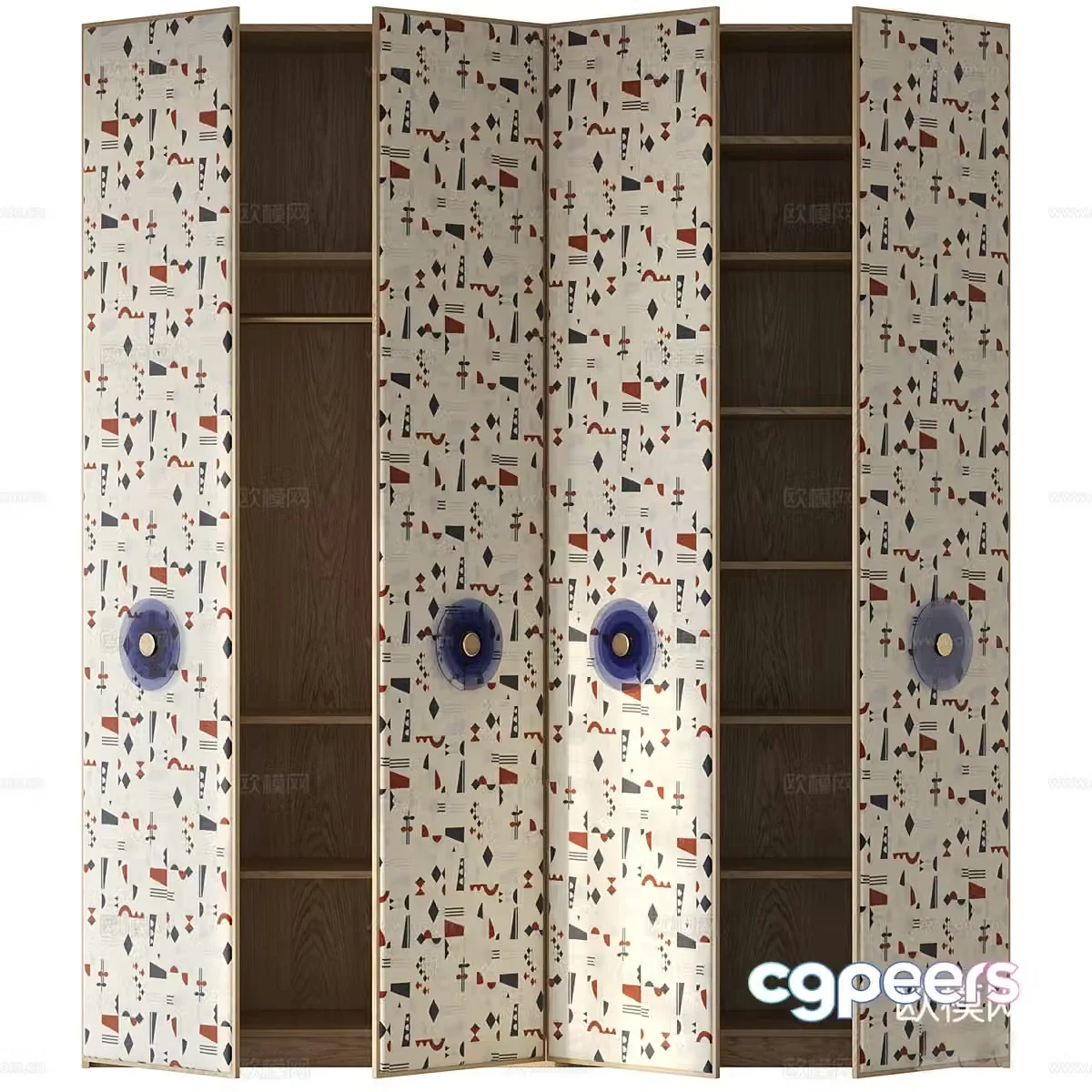 New Chinese style light luxury art wardrobe 3D model