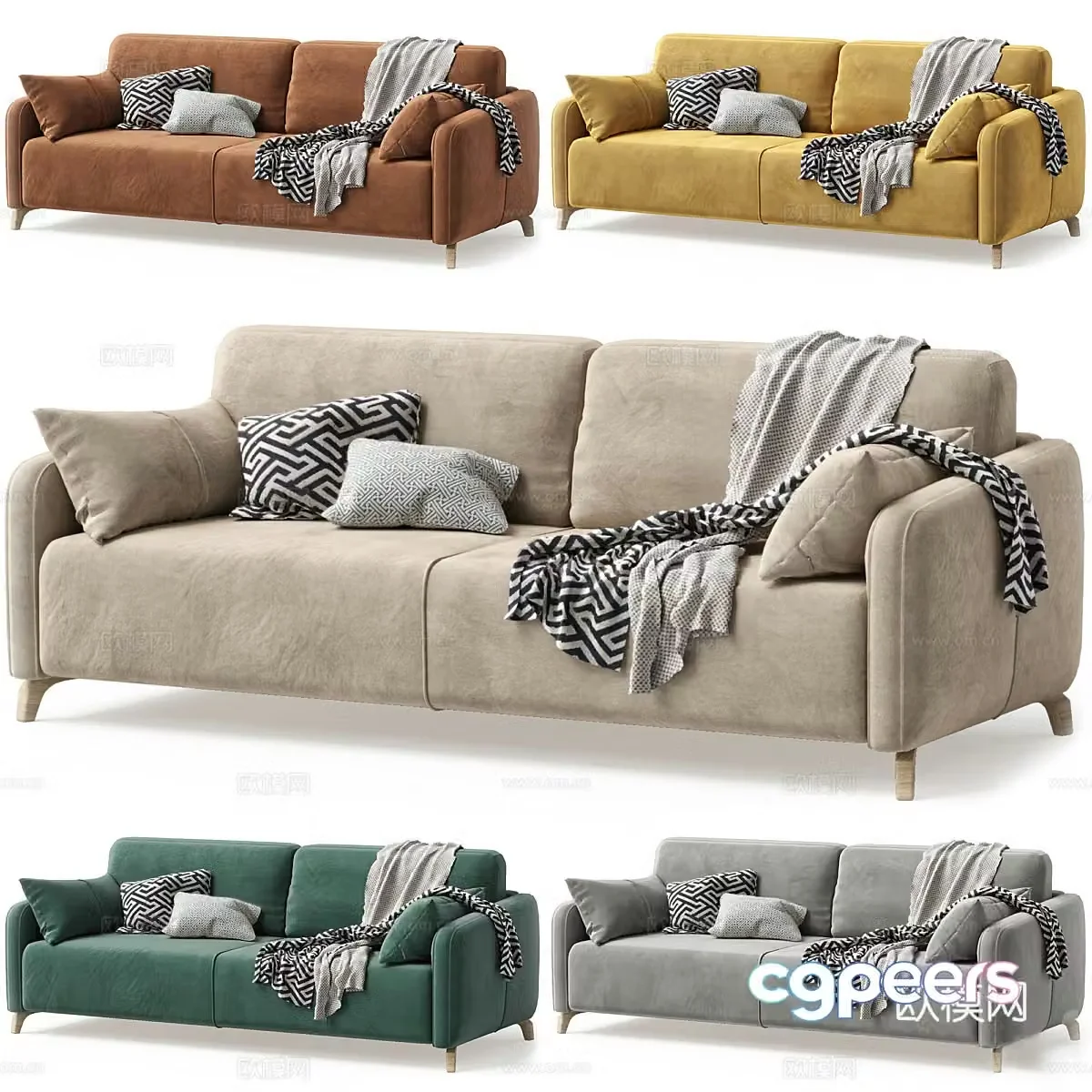 Nordic casual sofa 3D model