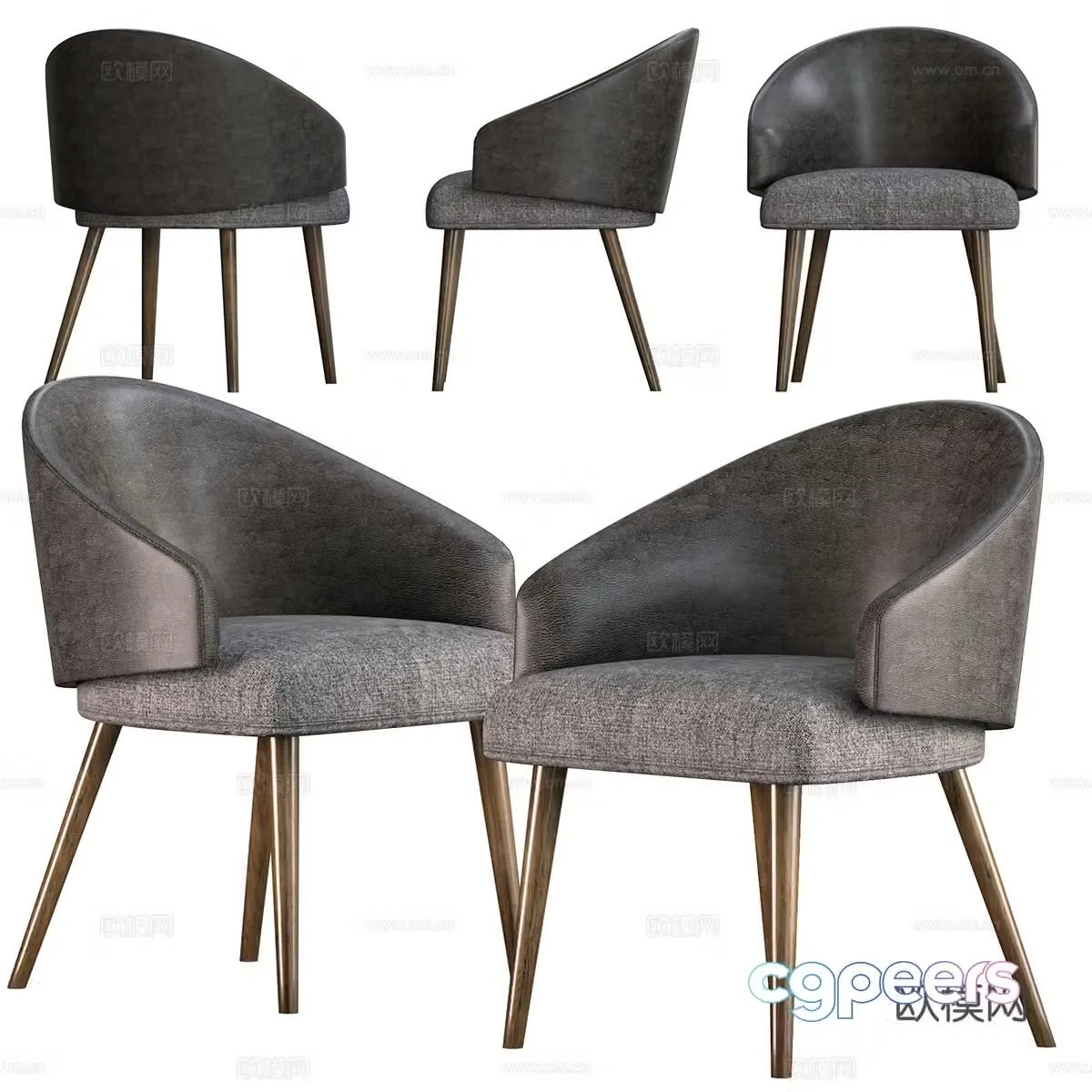 Modern Italian light luxury Lawson dining chair 3d model