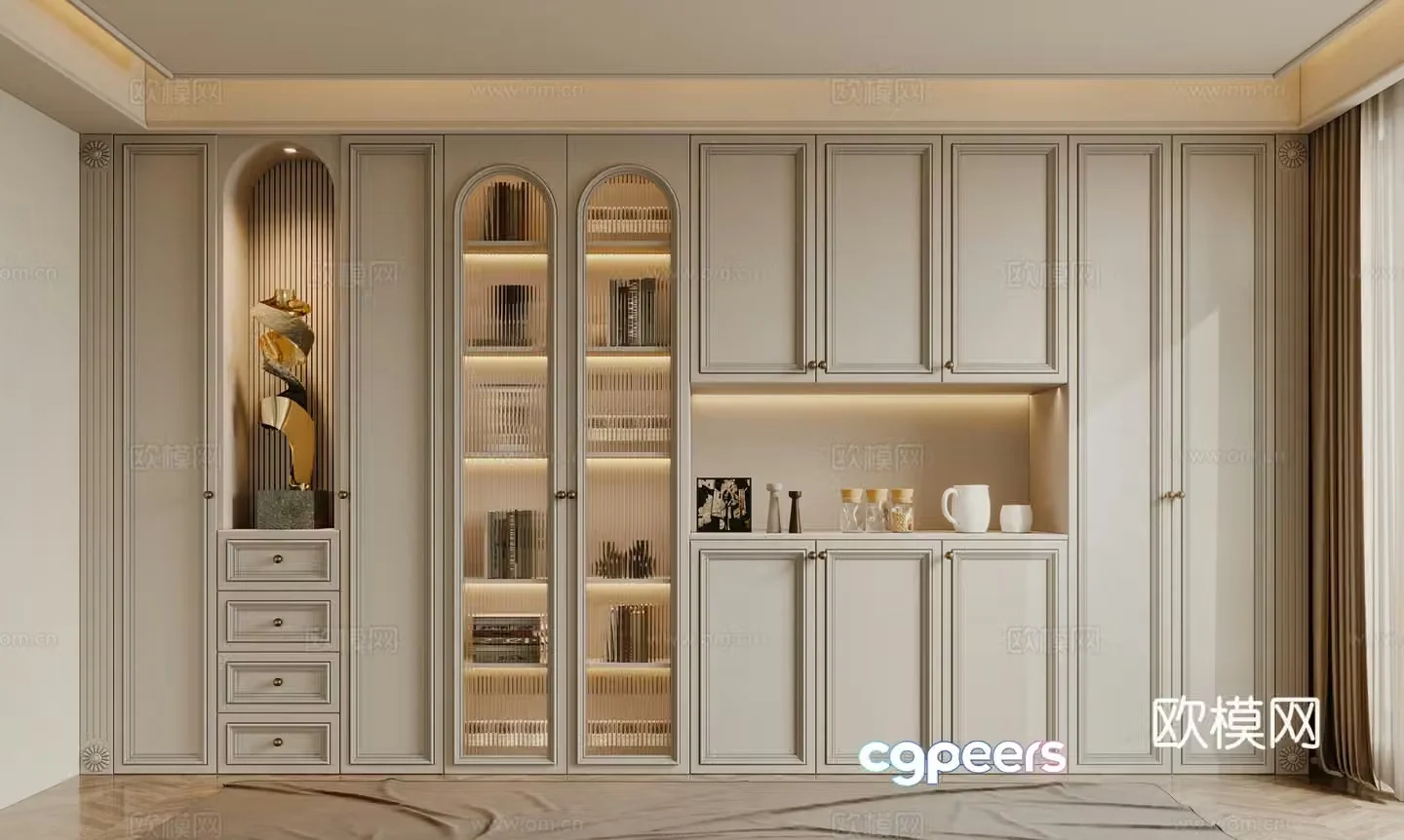 French wine cabinet sideboard 3D model