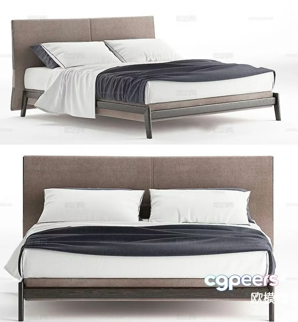 Nordic double bed 3d model