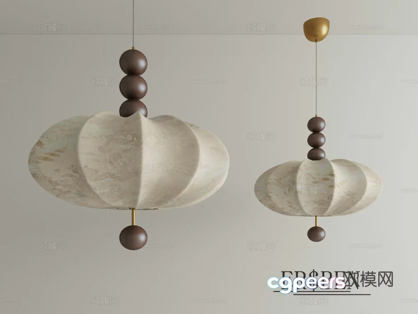 Medium style chandeliers French retro study bedroom living room dining bar lamp cloakroom fabric pumpkin aura light 3d model