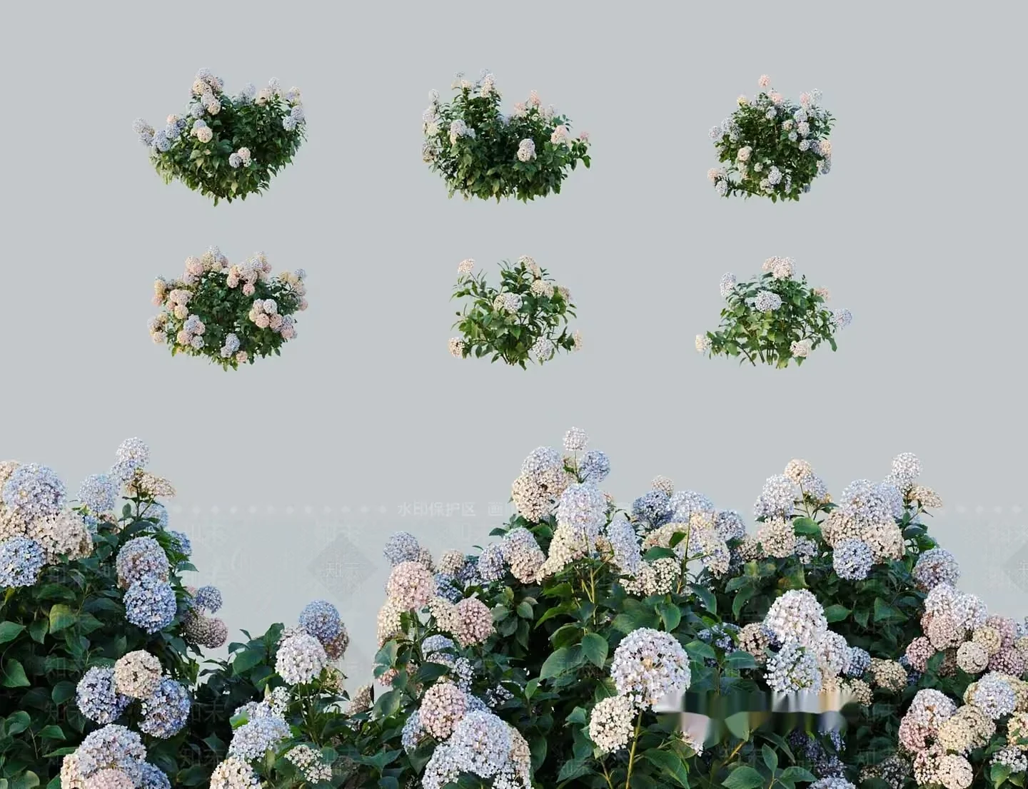 Flowers With Green Leaves 3D Model – 3805 – VRAY Render