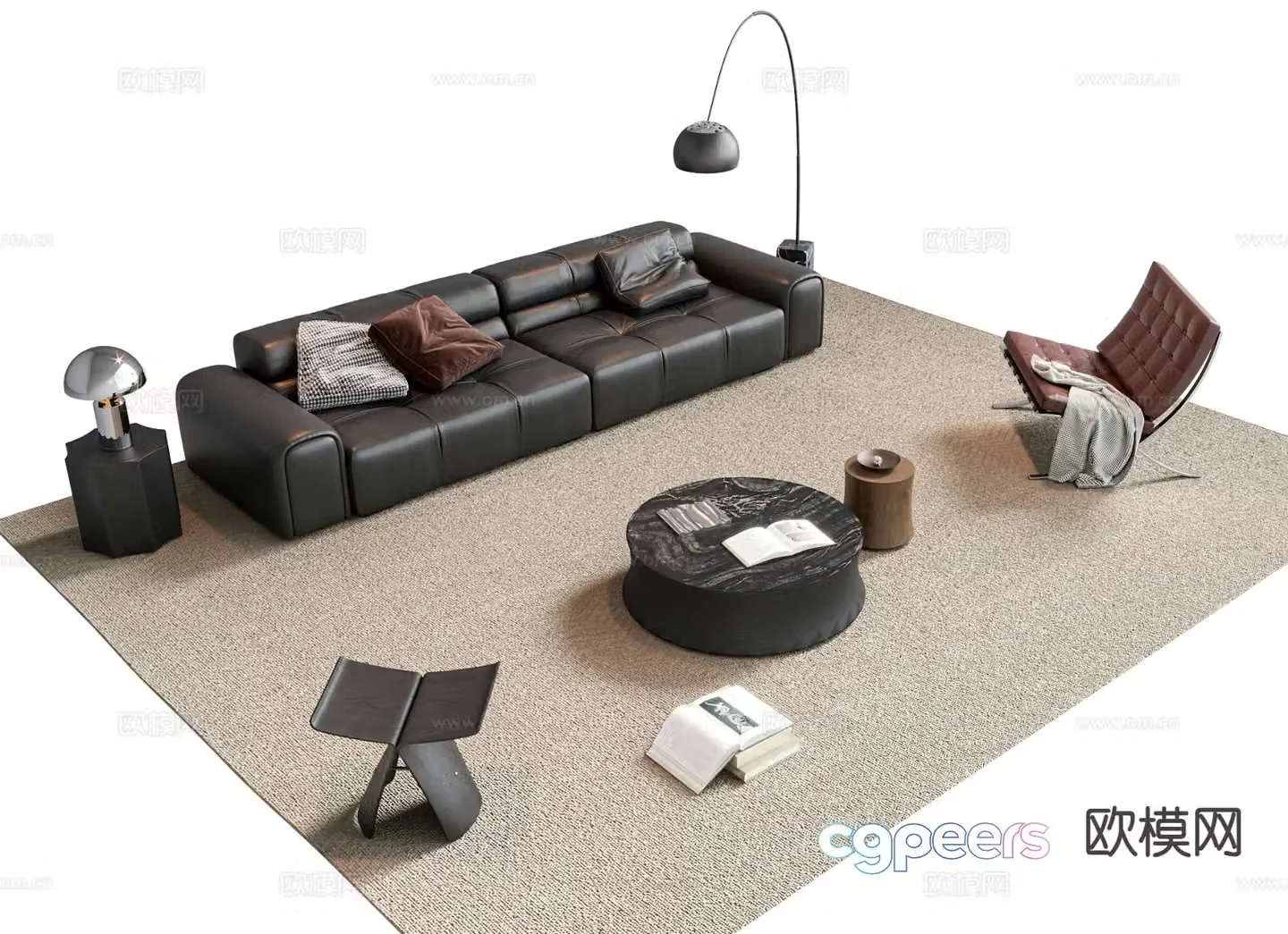 Italian sectional sofa 3d model