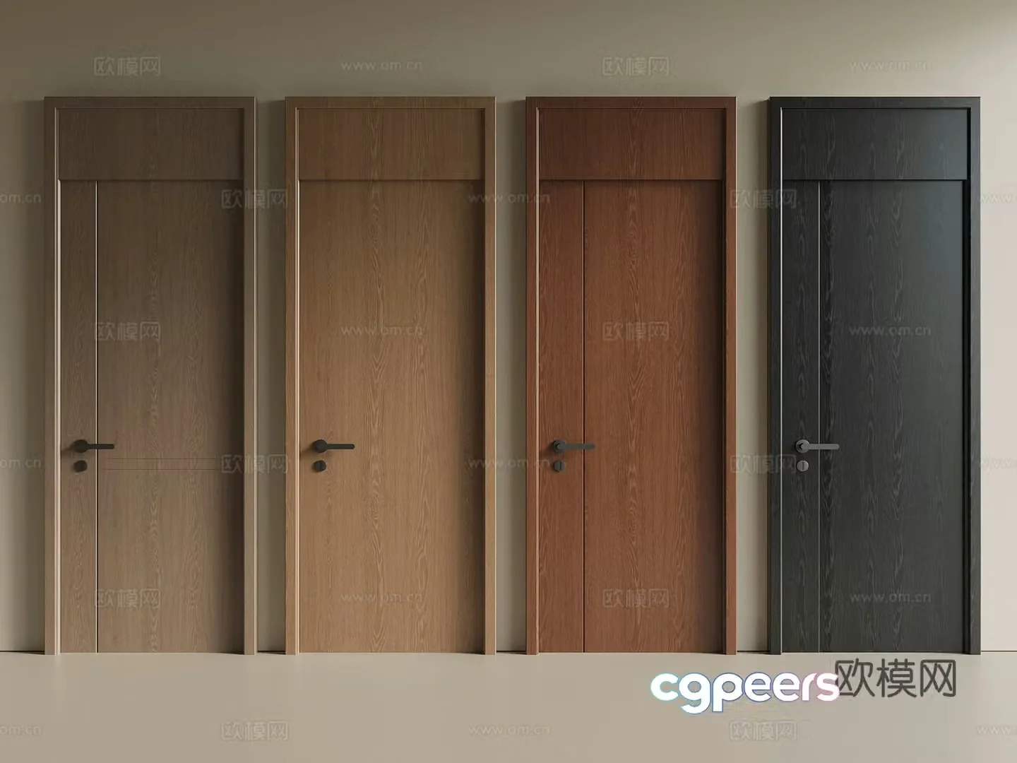 Middle Ages New Chinese Style Single Open Door Wood Door Interior Door Bedroom Door Swing 3D Model
