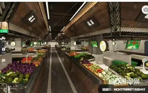 A Supermarket 3D Model – 10035 – VRAY Render