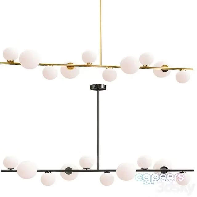 3ds Max Free – Modern Chandelier Led Gold Black Bar