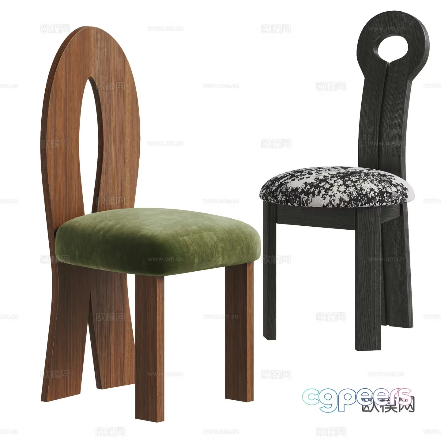 Medium style single chair combination 3D model
