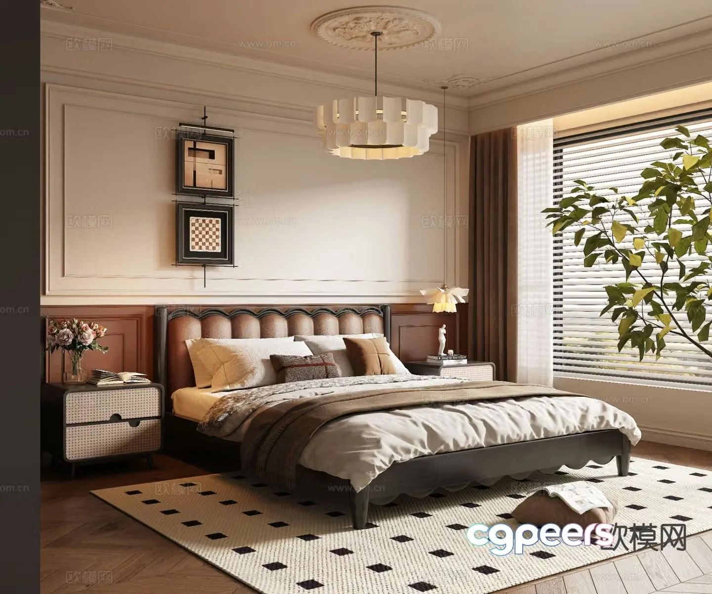 French retro bedroom master bedroom 3d model
