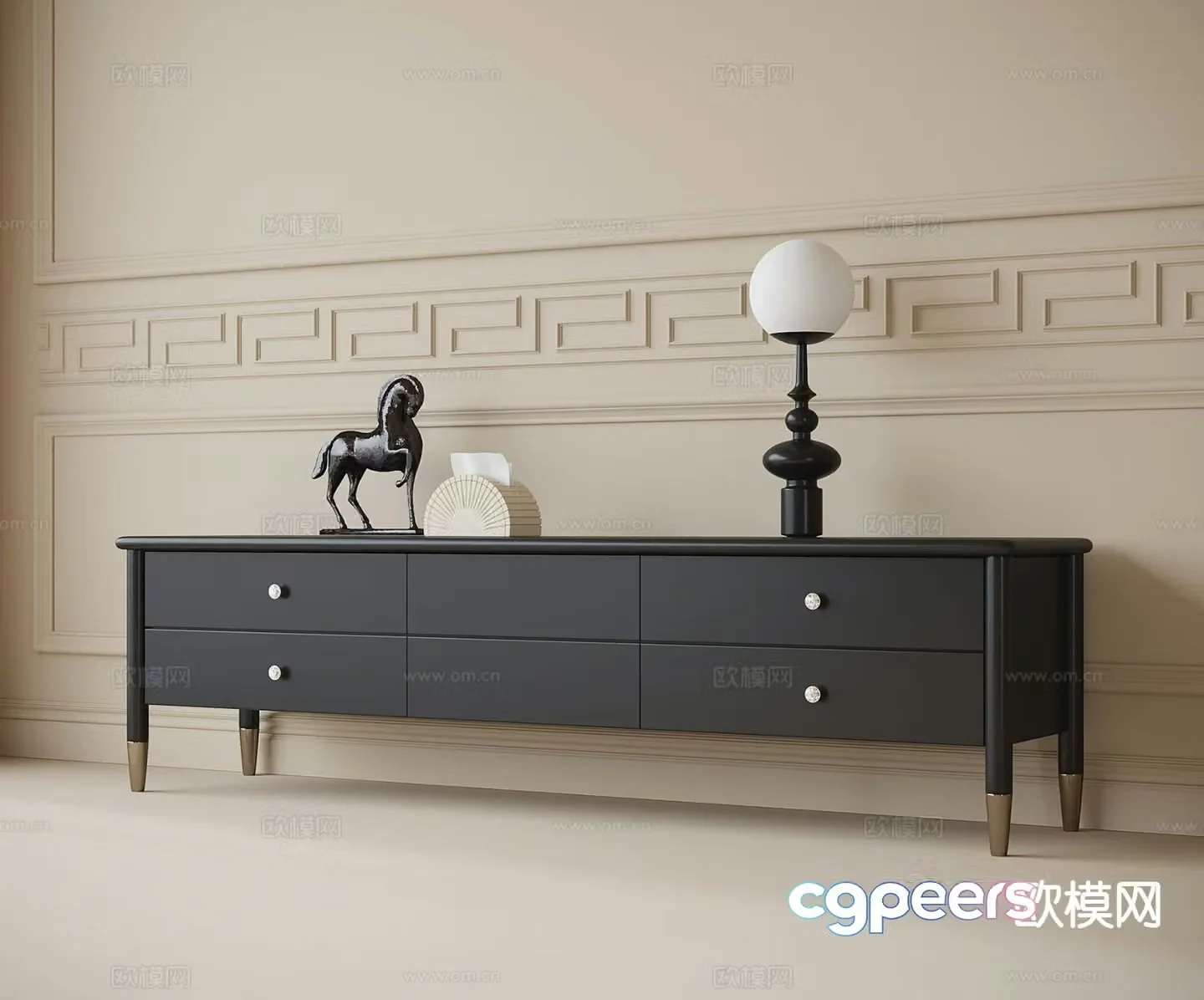 French TV cabinet 3d model