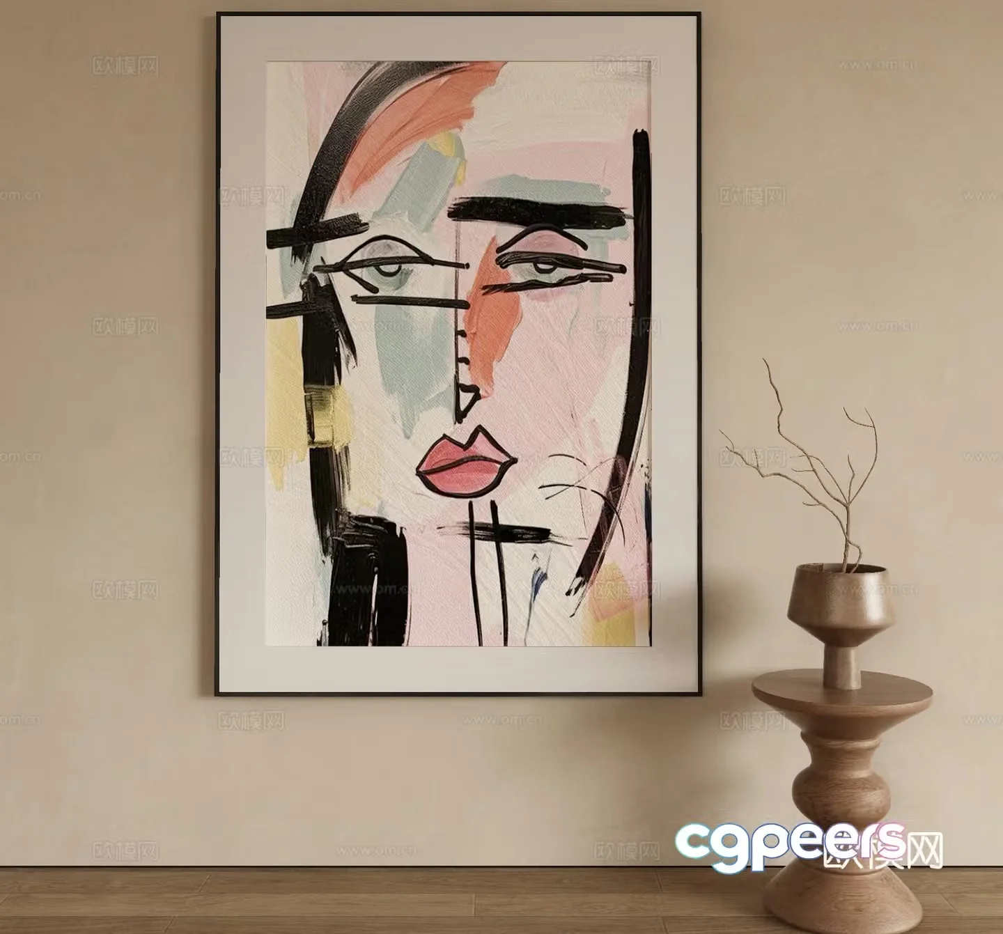 Modern abstract painting decorative painting 3d model