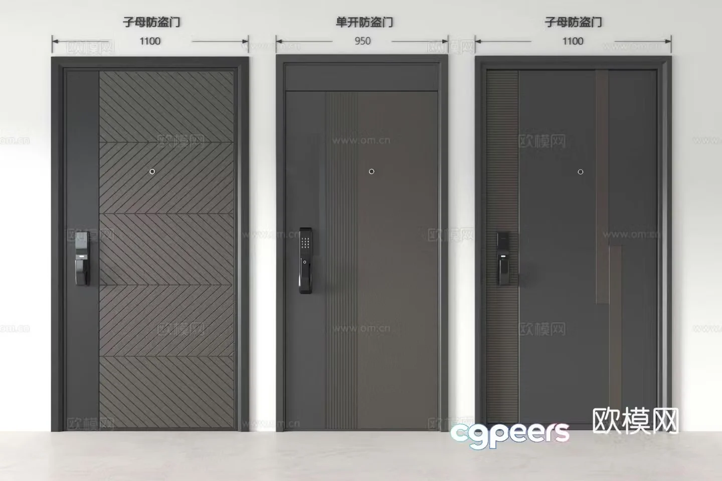 Modern security door mother and child door entrance door password door smart door lock villa door password pointer 3D model