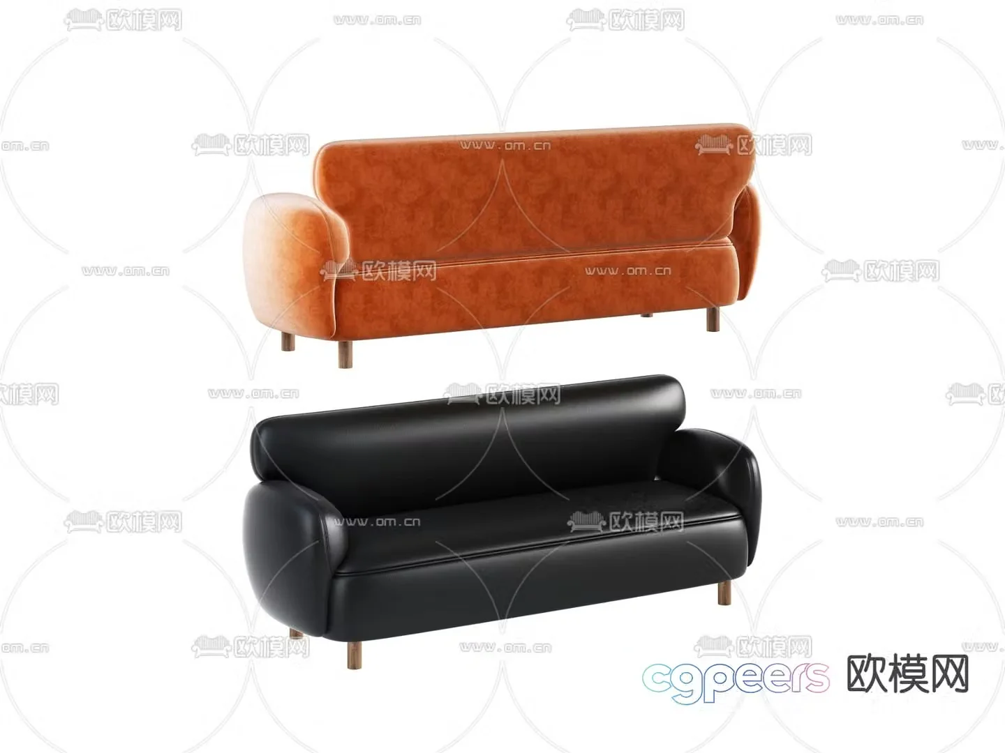 Double sofa soft sofa 3d model