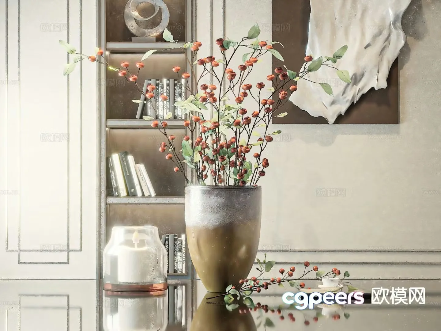 New Chinese style vase floral 3d model