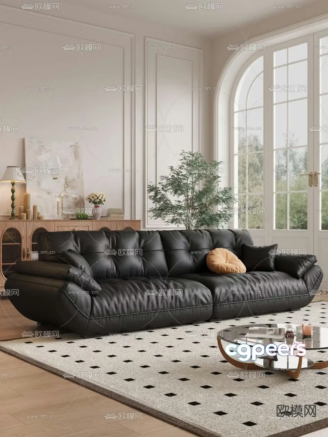 leather sofa loveseat 3d model