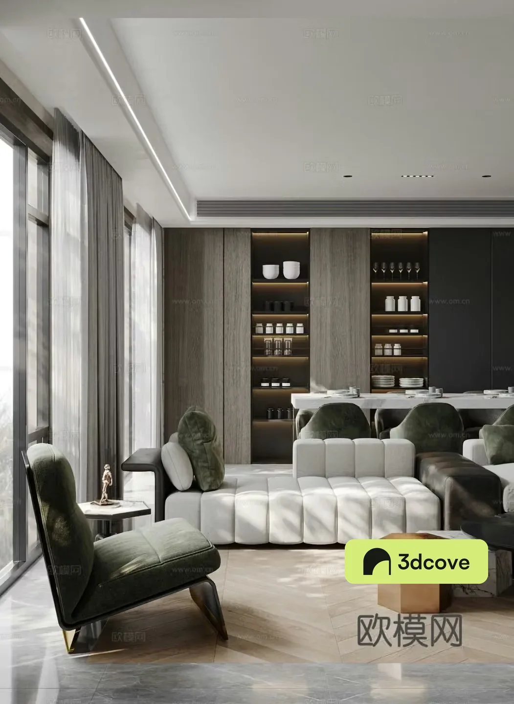Modern living and dining room
