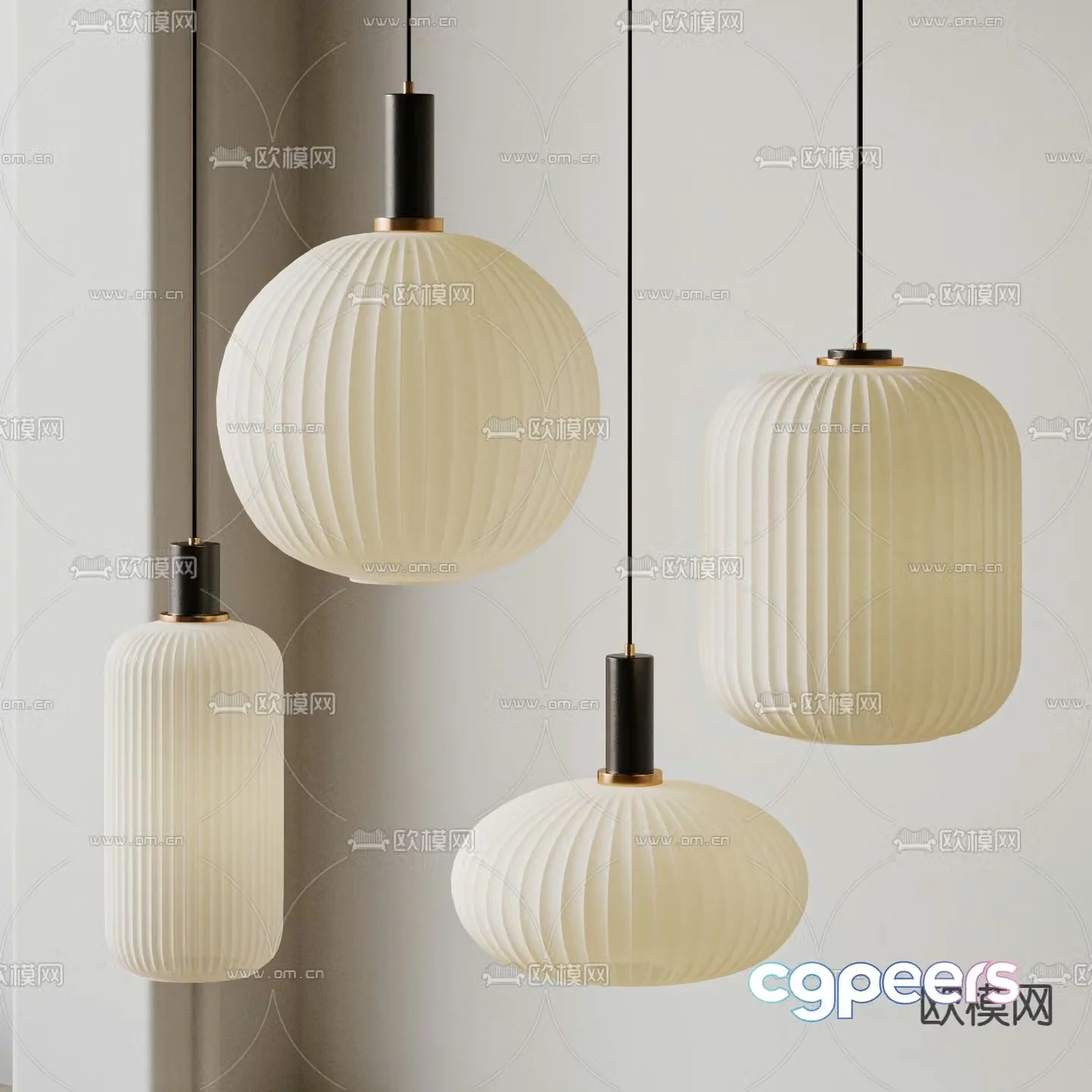 FERM Lantern Chandelier Paper Lantern 3D Model