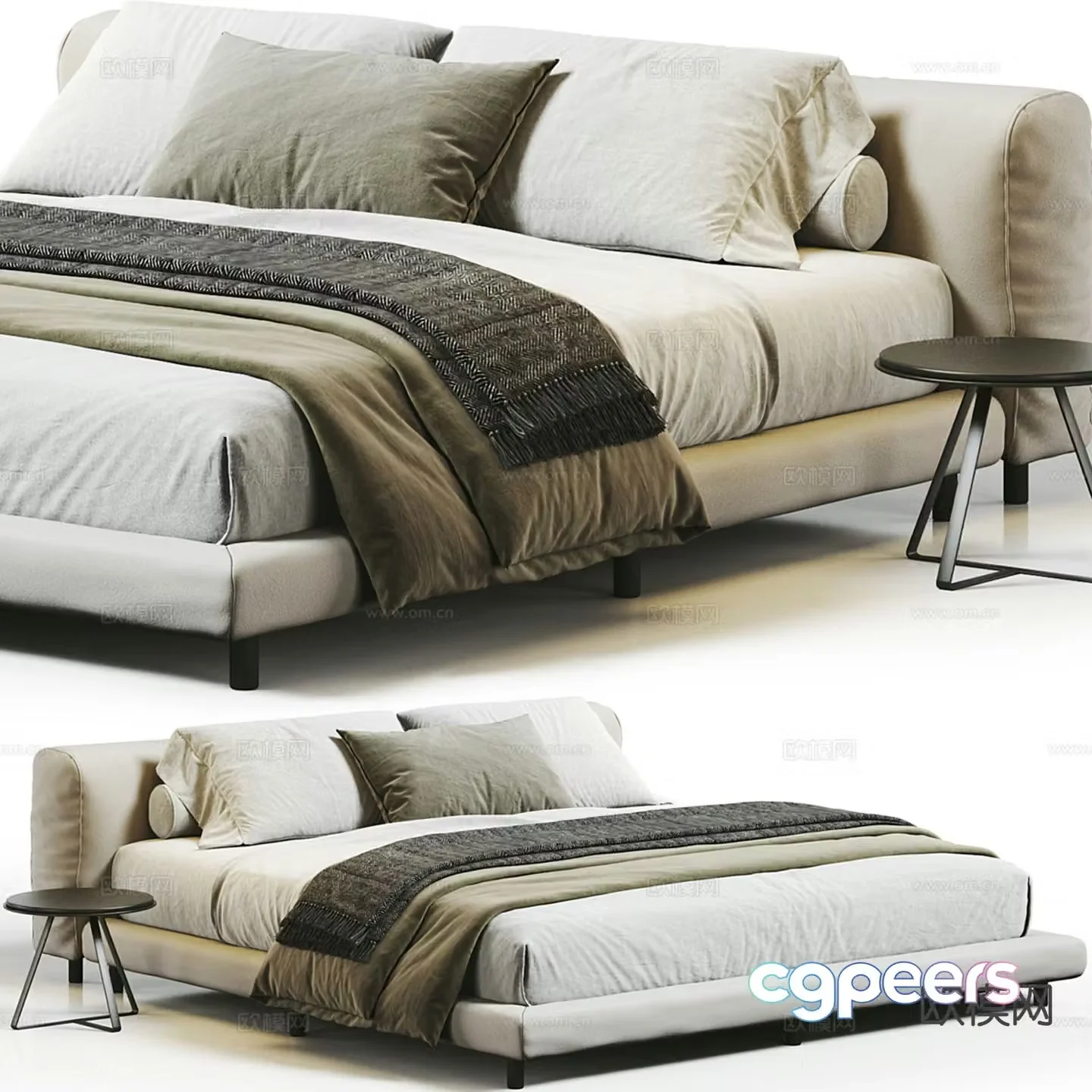 Modern fabric double bed 3d model