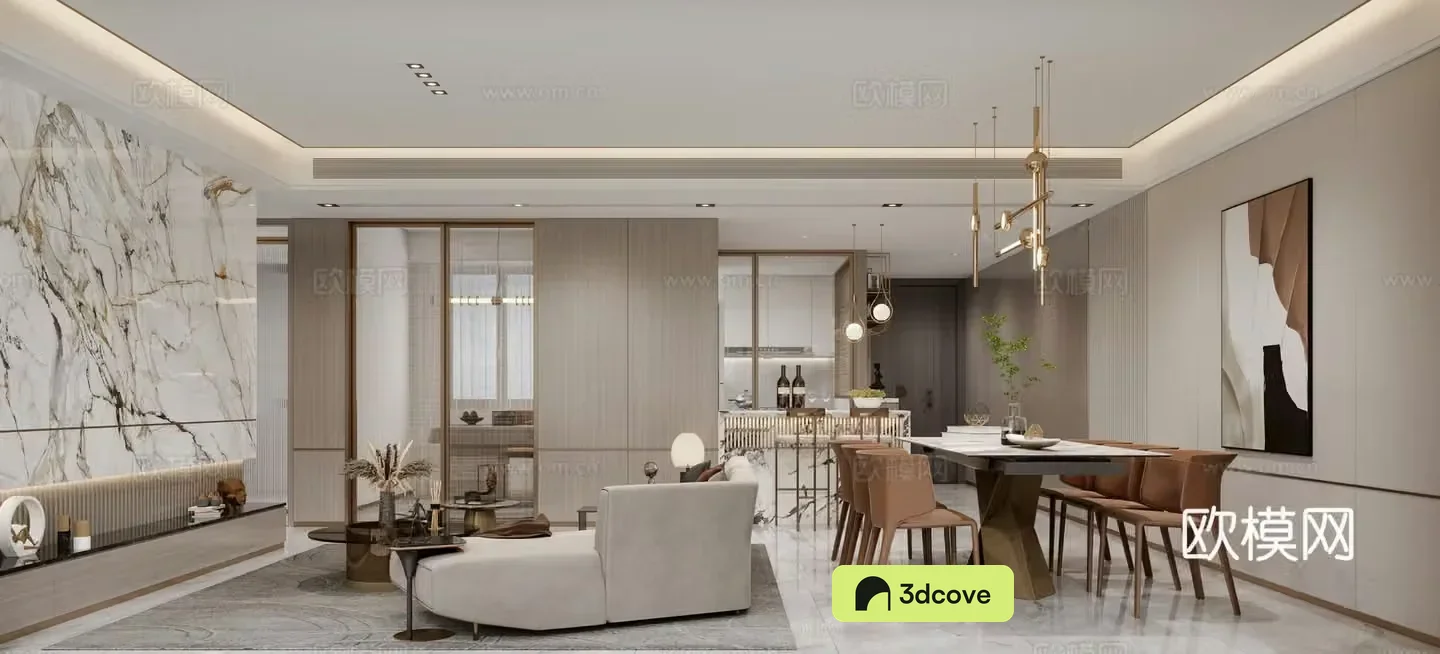 Light luxury living and restaurant