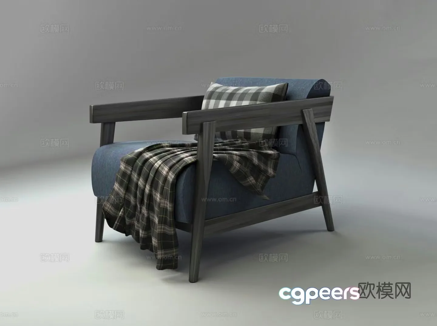 Modern armchair leisure chair wooden chair 3d model