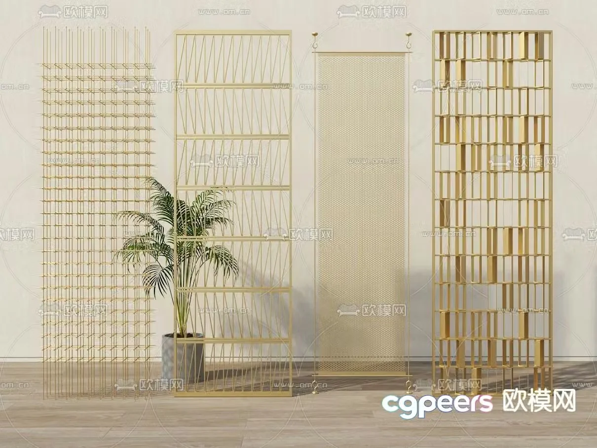 Wooden screen Decorative screen 3d model