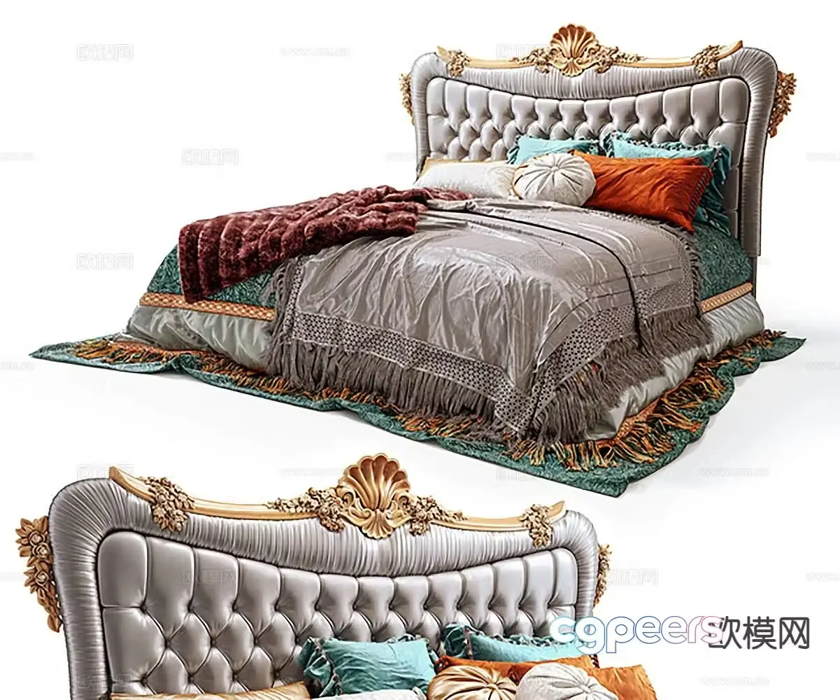 European double bed 3d model
