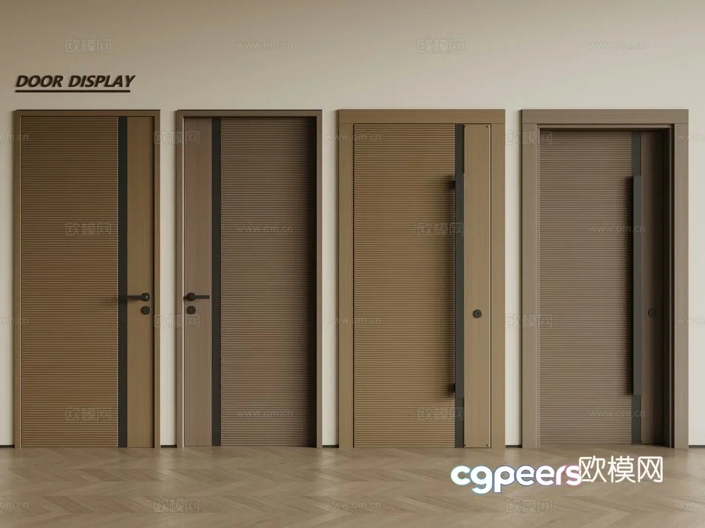 Modern single-open door wooden door swing door single-open door combination 3D model