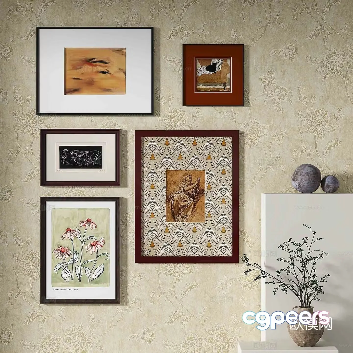 Simple European abstract painting decorative painting 3d model