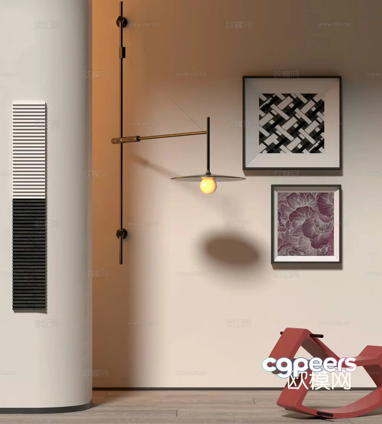 Modern creative wall lamp decorative hanging painting 3d model