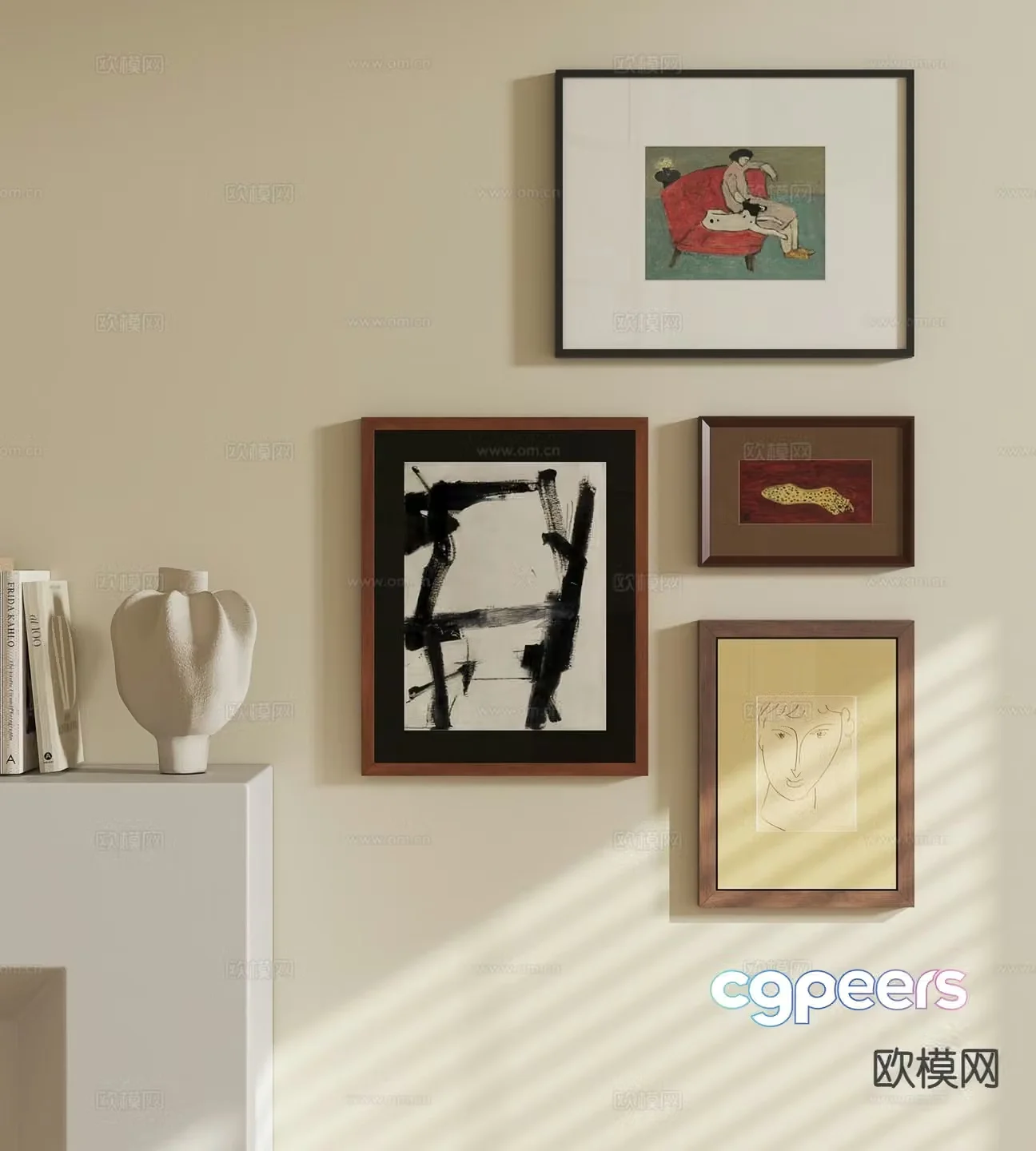 Medieval style abstract painting hanging painting 3d model