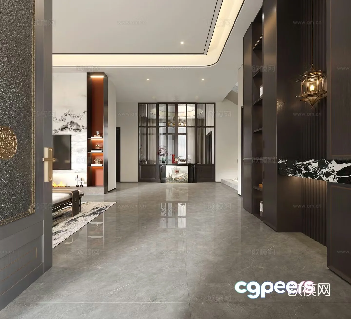 New Chinese style living and dining room 3D model