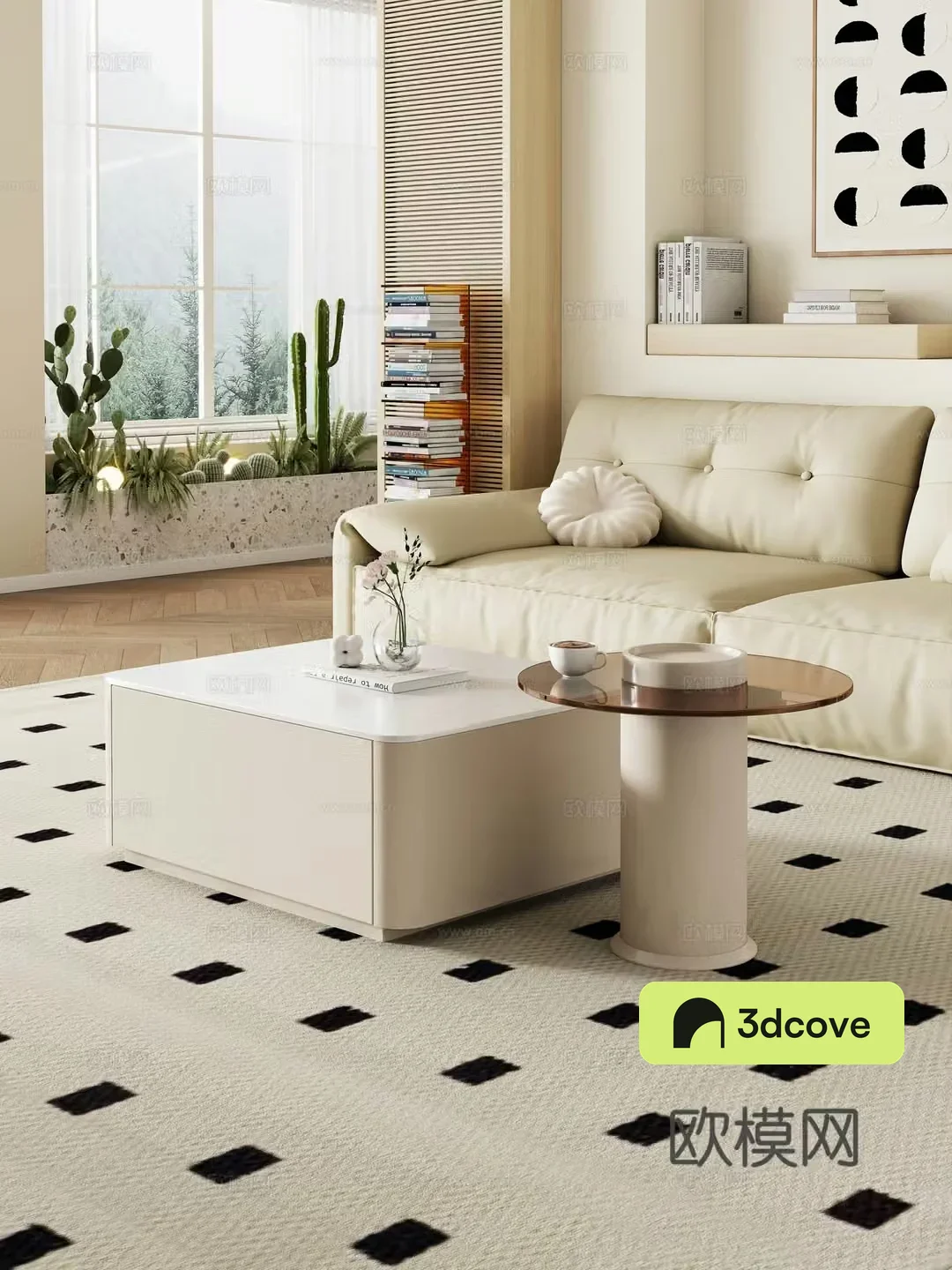 Creamy living room mother-child coffee table sofa coffee table combination decoration