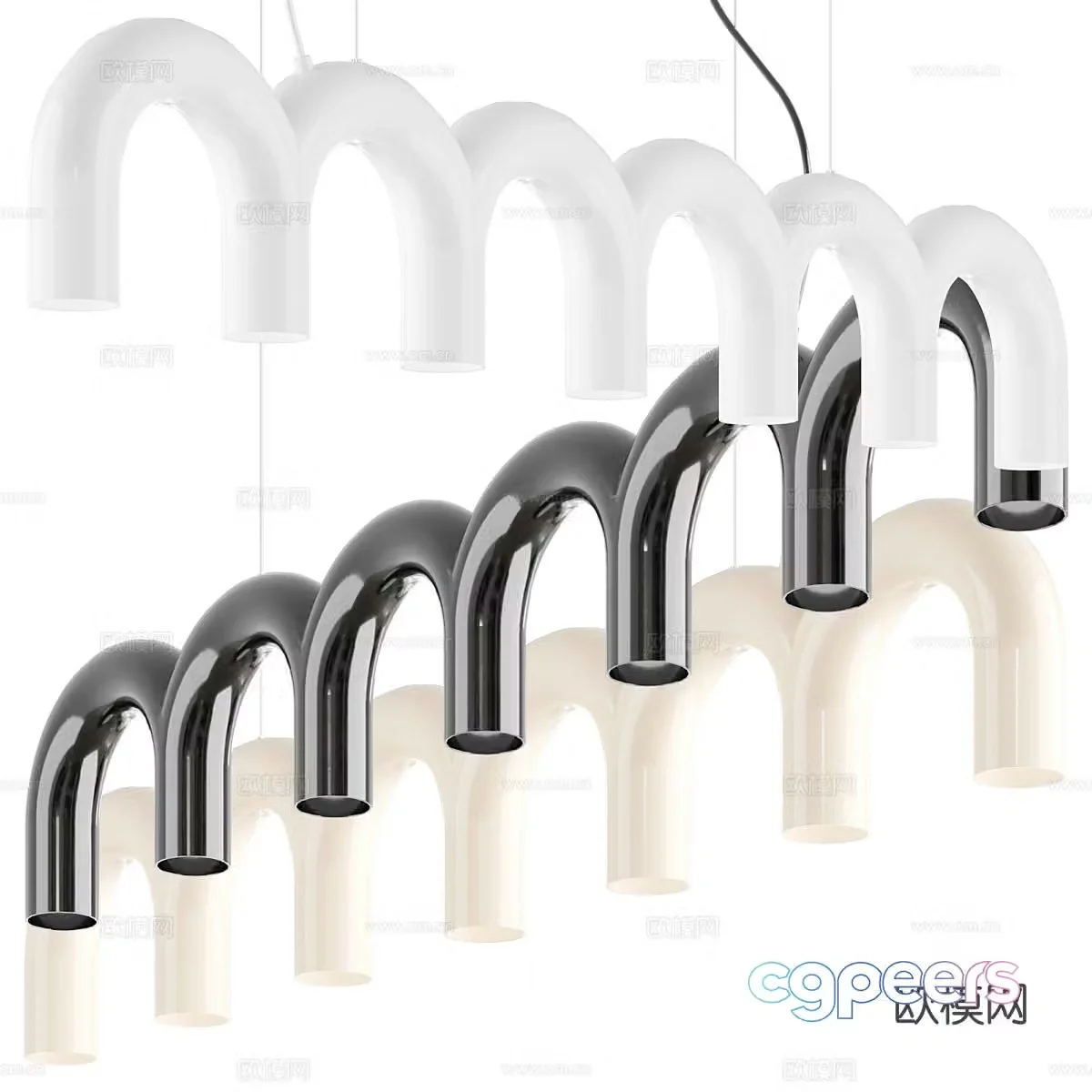 Creative chandelier U-shaped chandelier hall chandelier 3D model