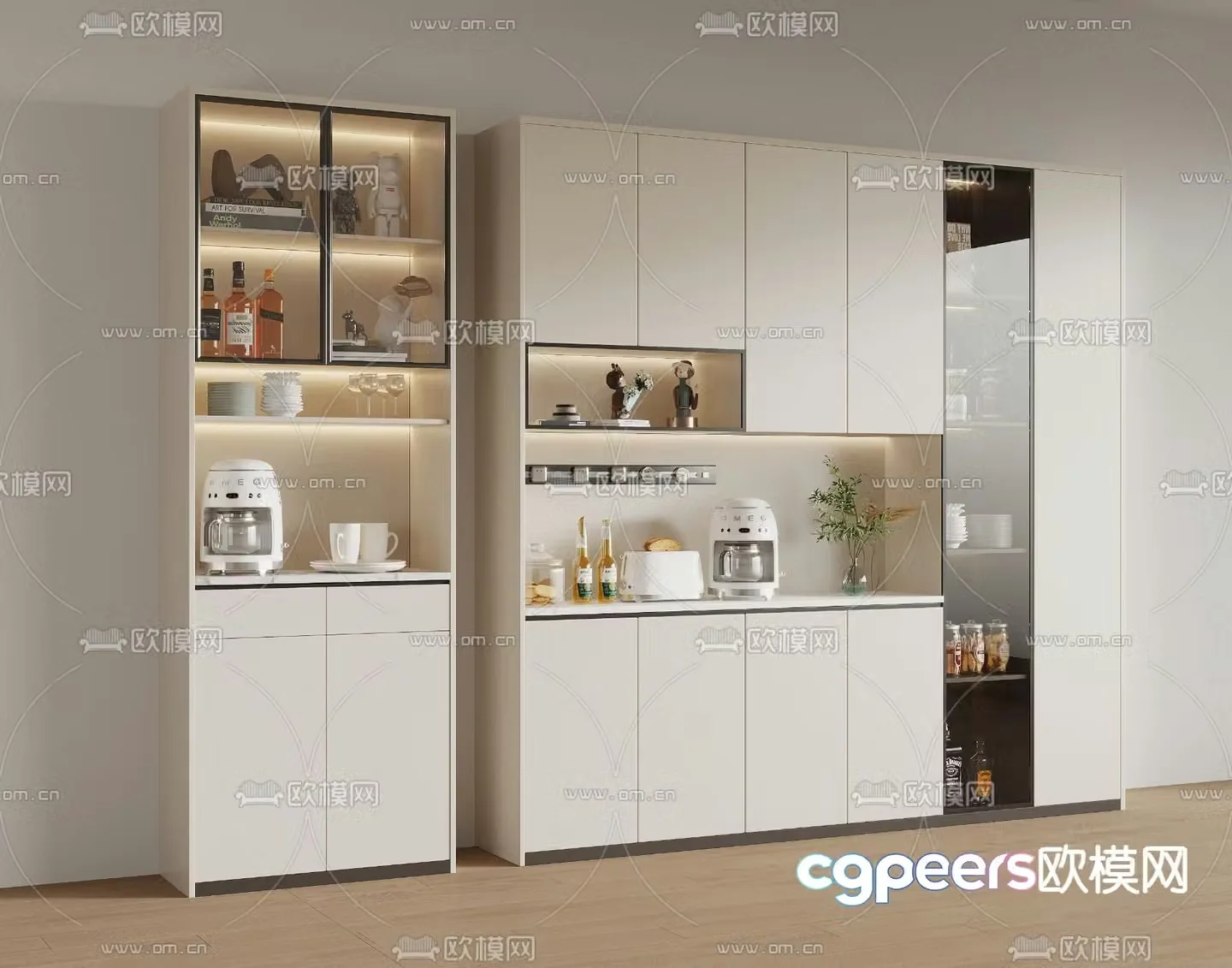 Cream style sideboard 3d model