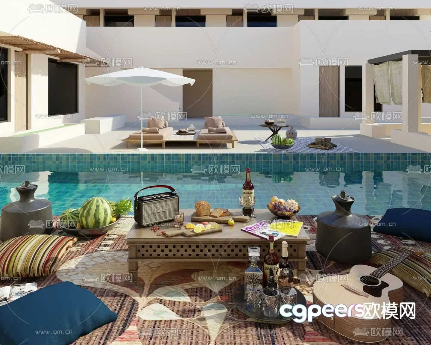 Open-air swimming pool courtyard swimming pool 3D model