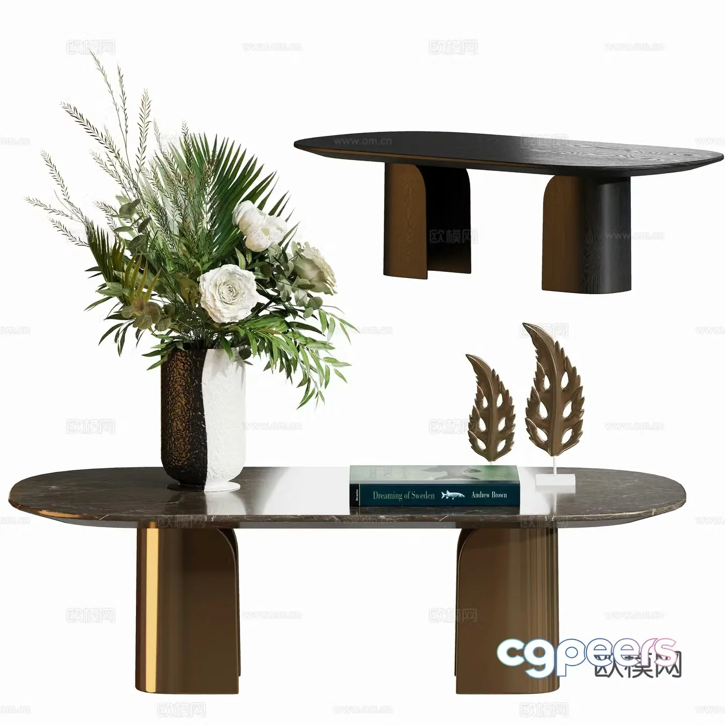 Modern light luxury stone coffee table 3D model