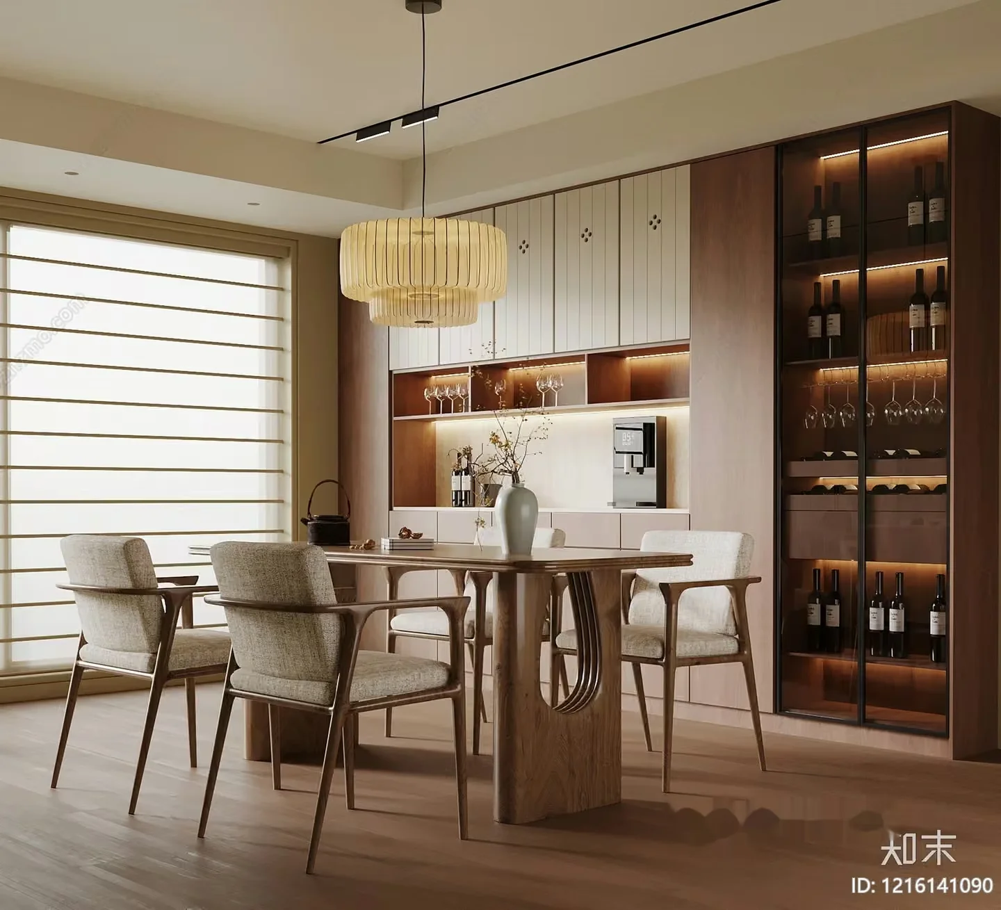 Wooden Dining Table 3D Model – 11693 – VRAY Render
