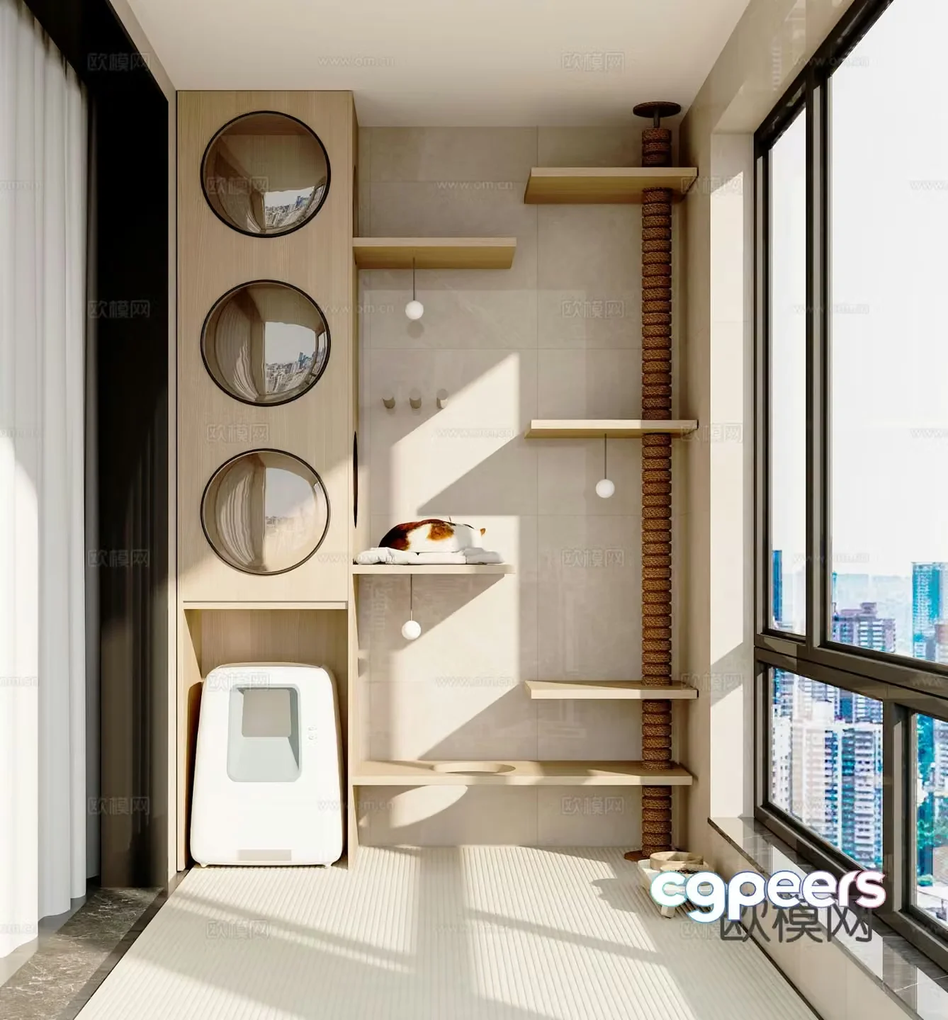 Pet Balcony Pet Supplies Cat Climbing Cabinet Cat Climbing Frame 3D Model