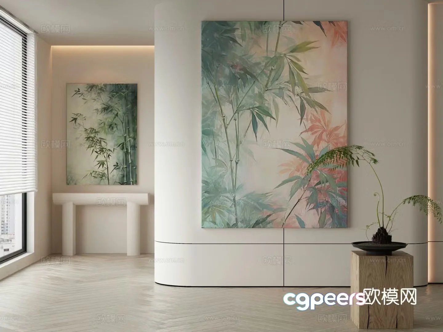 Modern decorative painting bamboo hanging painting 3d model