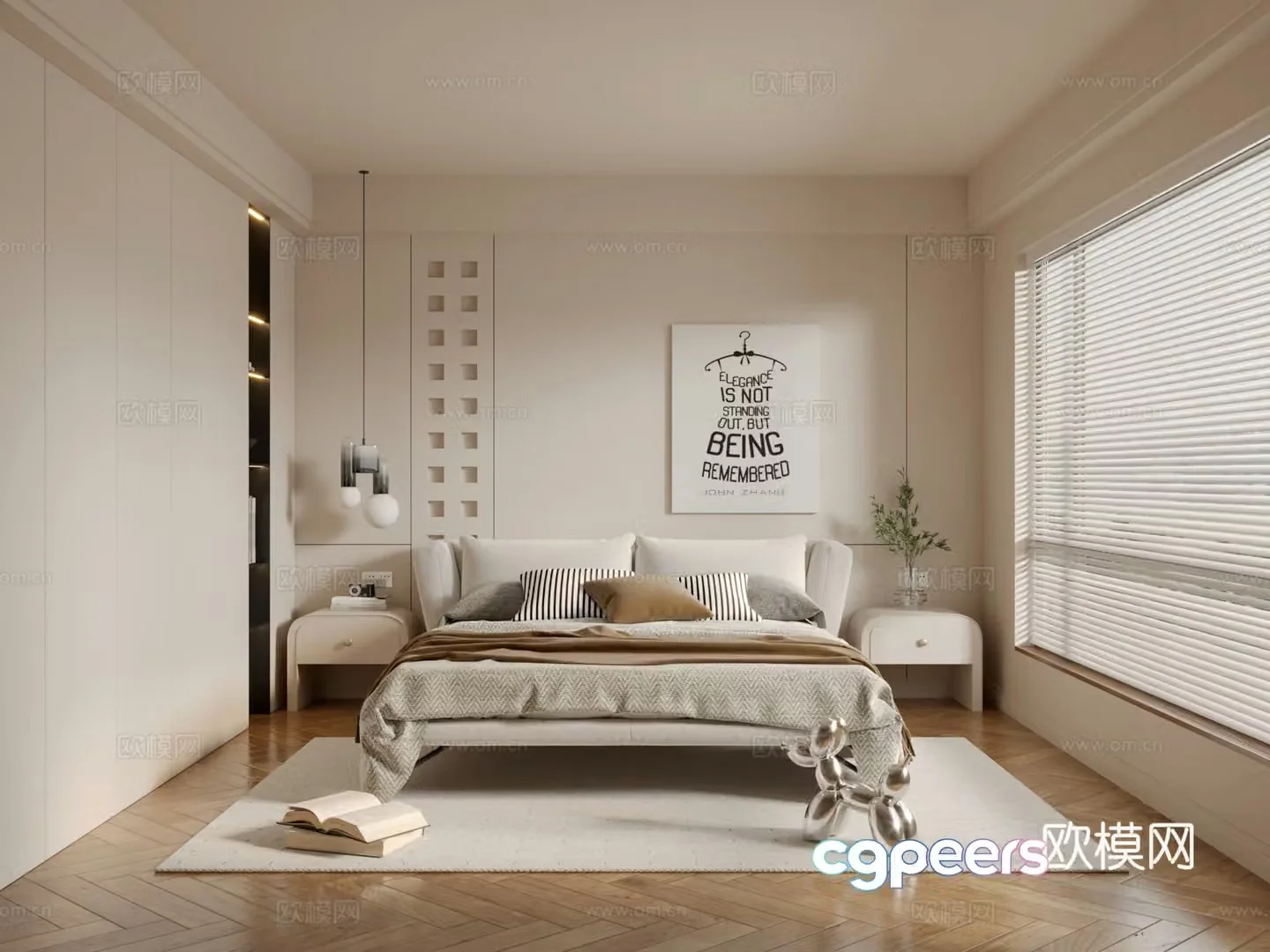 Cream style bedroom master bedroom 3d model
