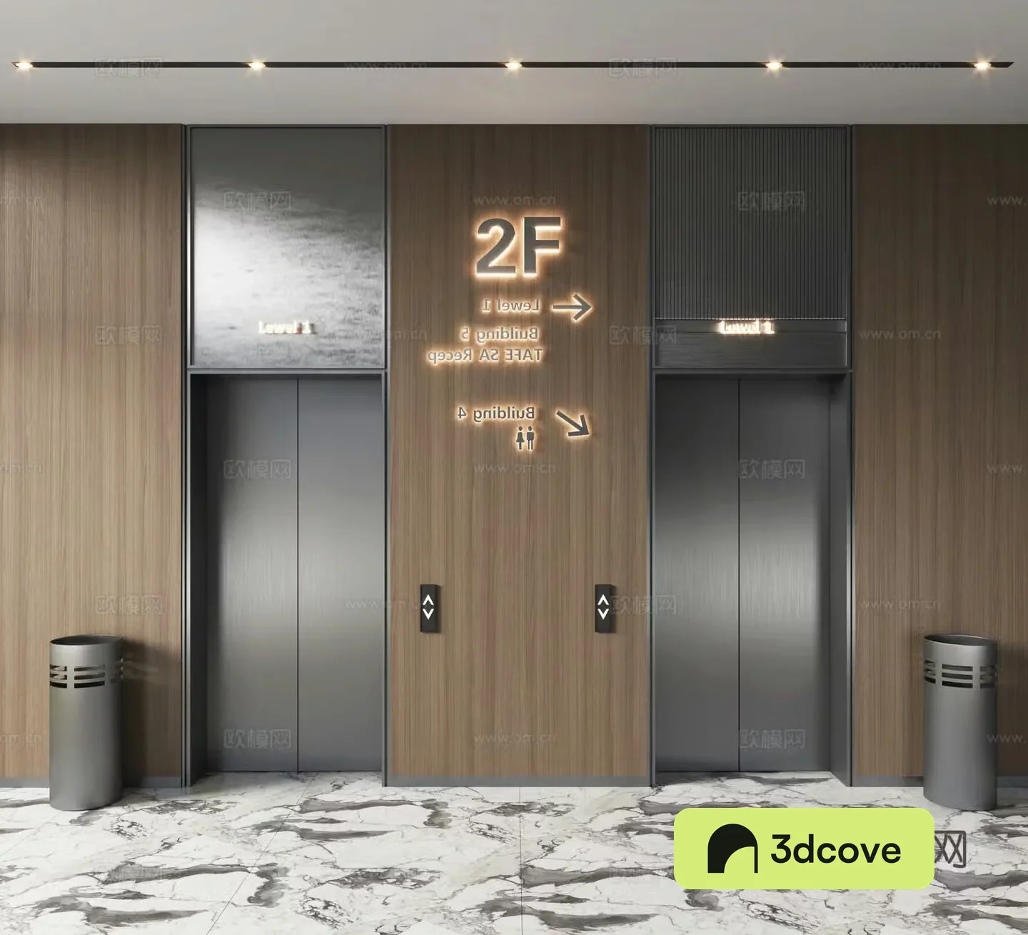 Modern elevator room