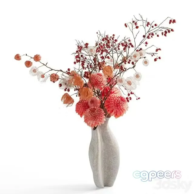 3ds Max Free – Autumn bouquet with dahlias, physalis and hawthorn