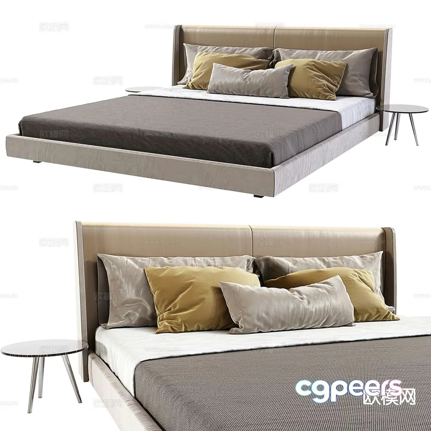 Laskasas Miranda double bed 3d model