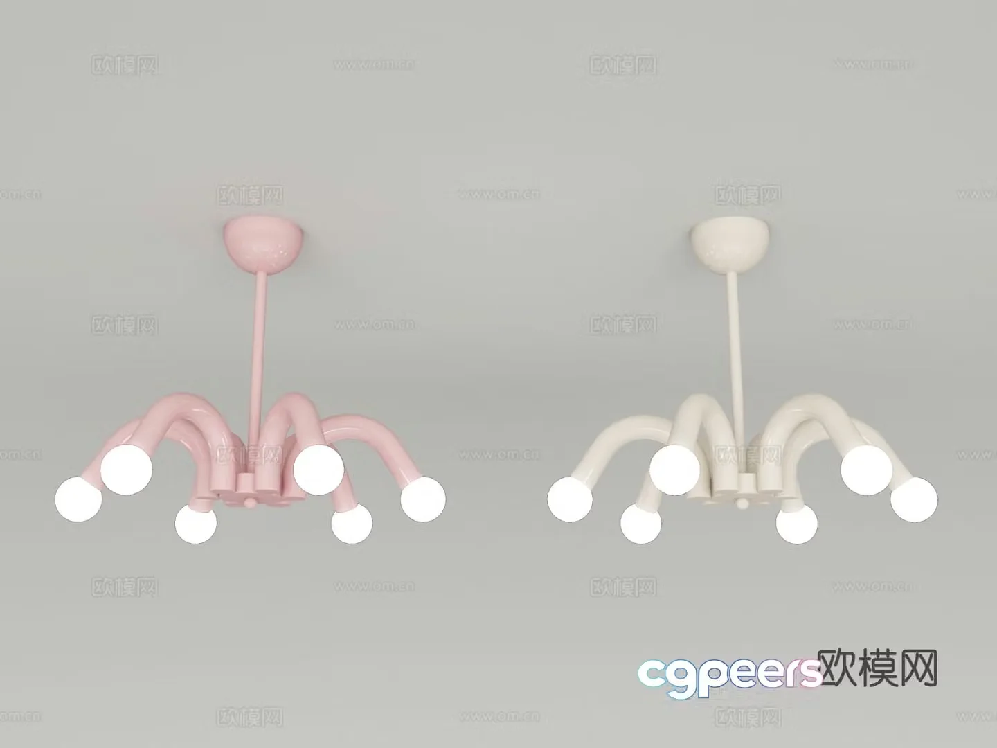 Cream style chandelier 3d model