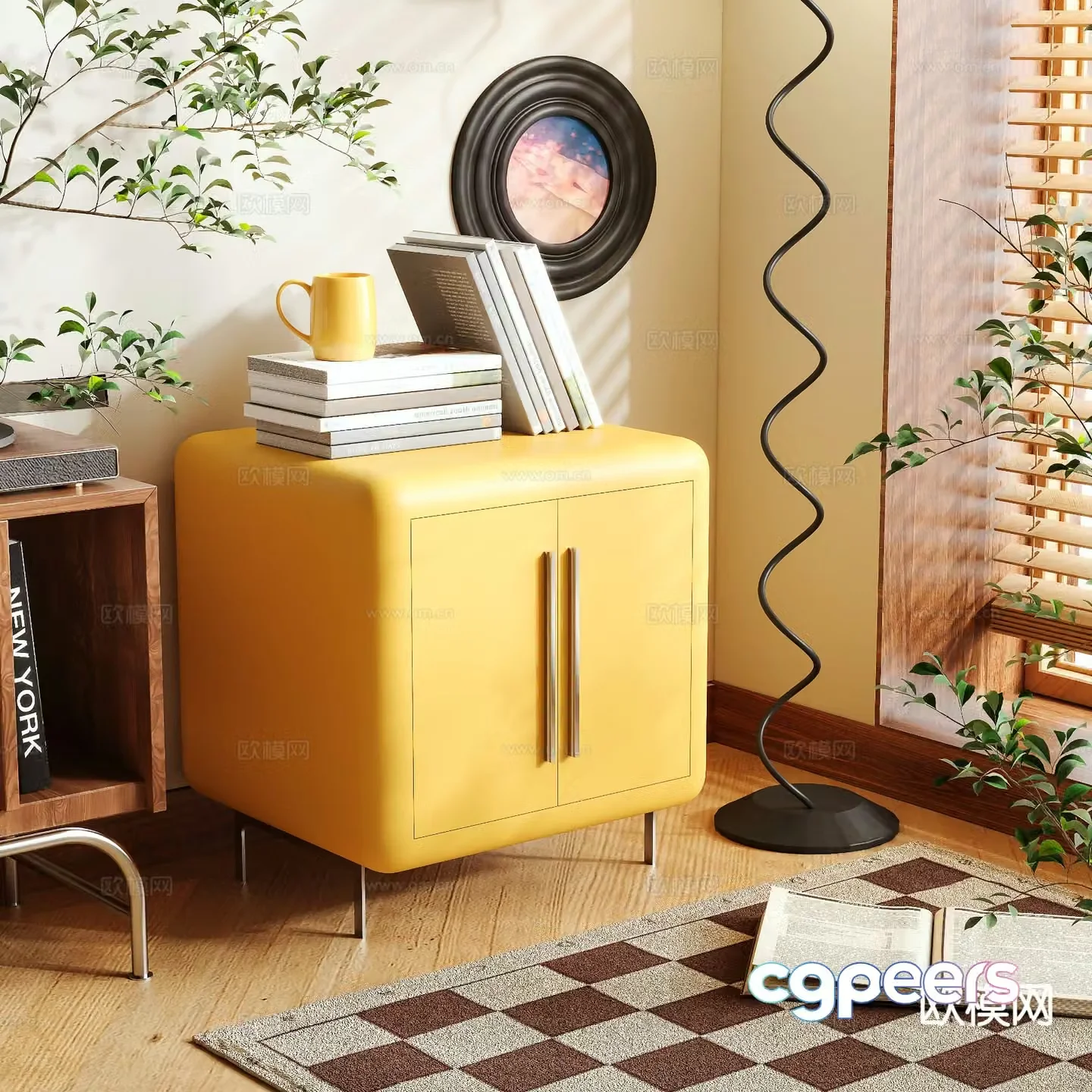 Cream style bedside table 3d model