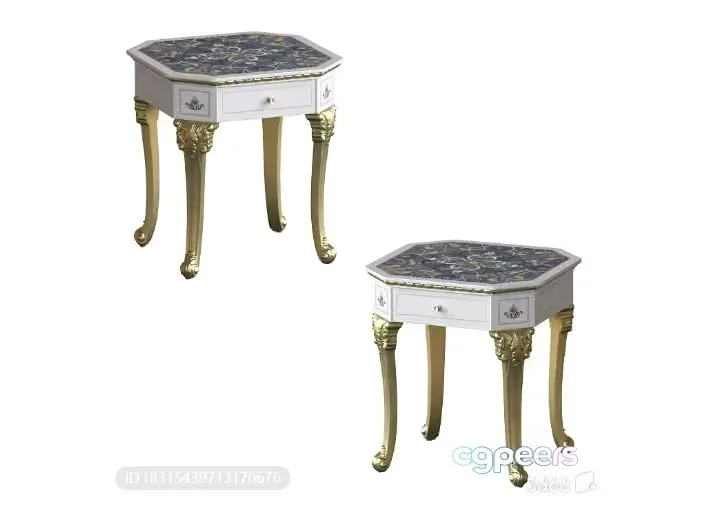 Two Ornate End Tables 3D Model – 5445 – VRAY Render