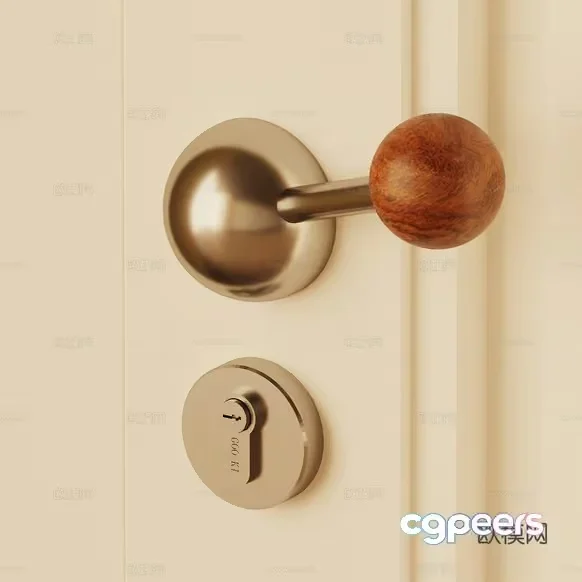 A Door With A Doorknob And Lock 3D Model – 10040 – VRAY Render