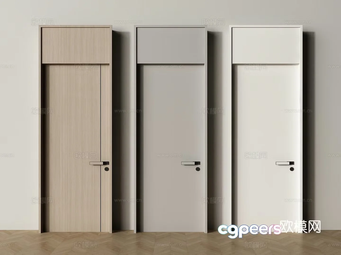 Modern bedroom door single door through top door 3d model